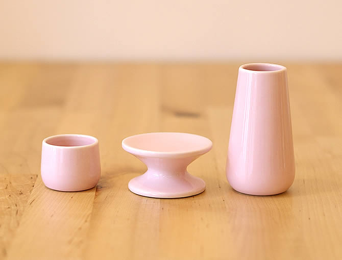 手元供養|デザイン仏具|3点セット ピンク