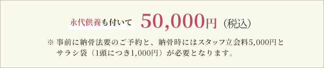 永代供養も付いて50,000円（税込）