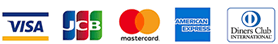VISA, JCB, mastercard, AMERICAN XEPRESS, Diners Club